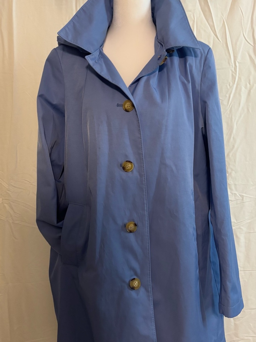 RALIH LAUREN Light Blue Women’s Single-Breasted Trench Coat Water Resistant- XL - Picture 2 of 8